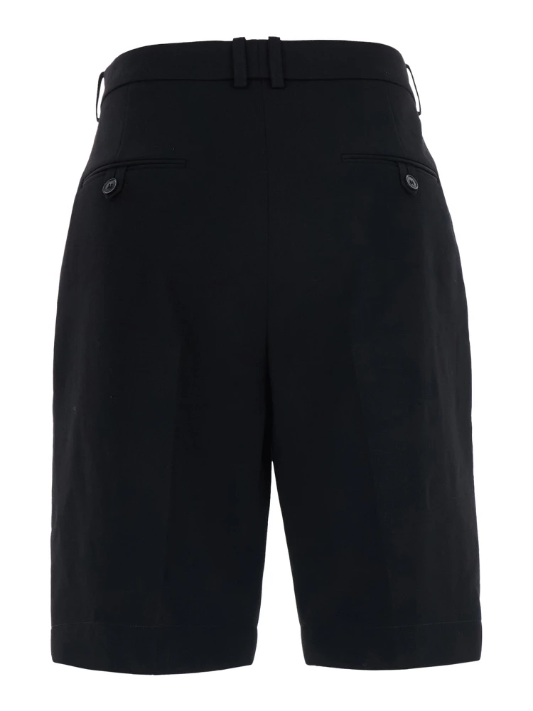 Black Bermuda with Belt Loops and two welt pockets on the back in wool for women alternative