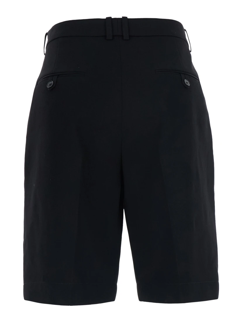 Black Bermuda with Belt Loops and two welt pockets on the back in wool for women