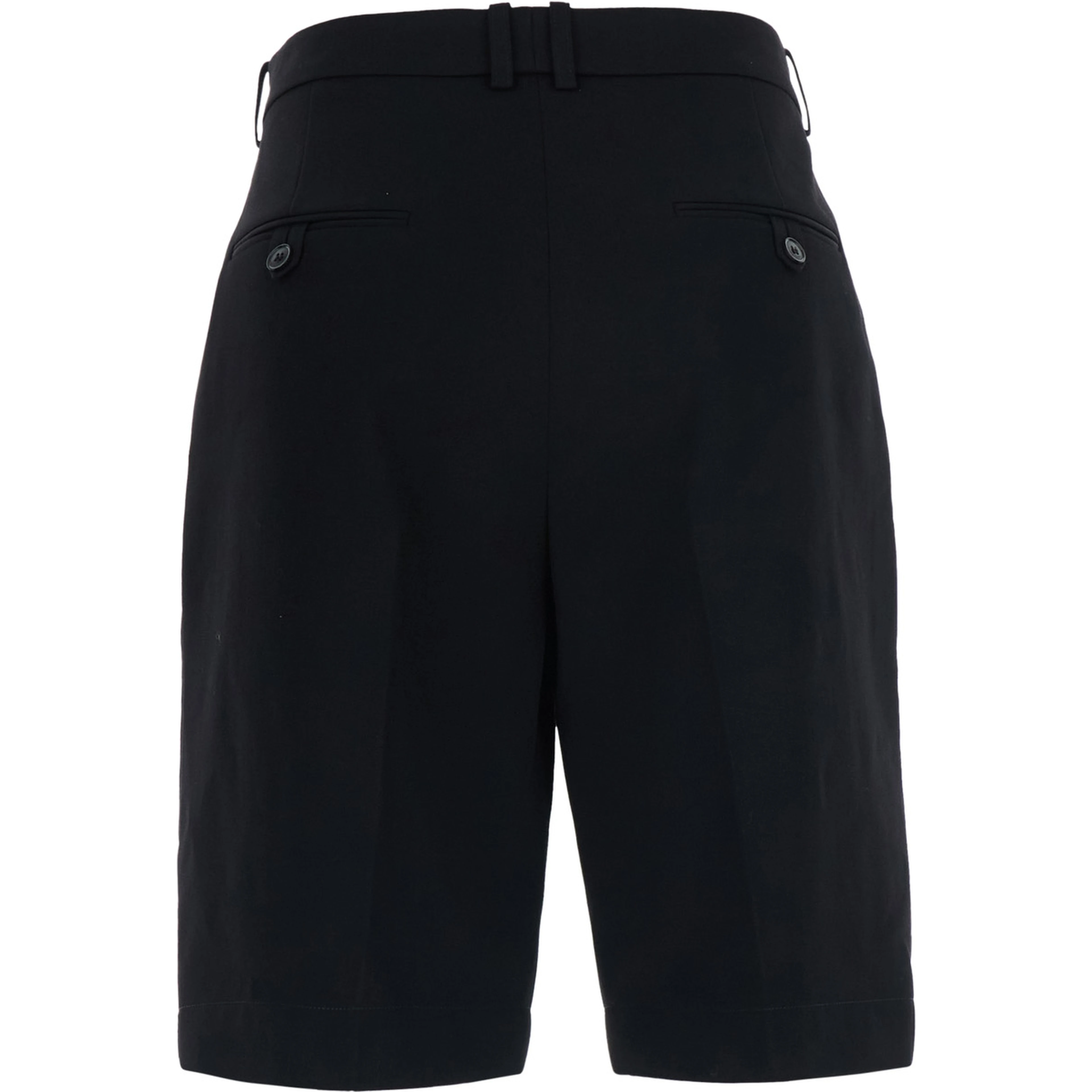 Black Bermuda with Belt Loops and two welt pockets on the back in wool for women