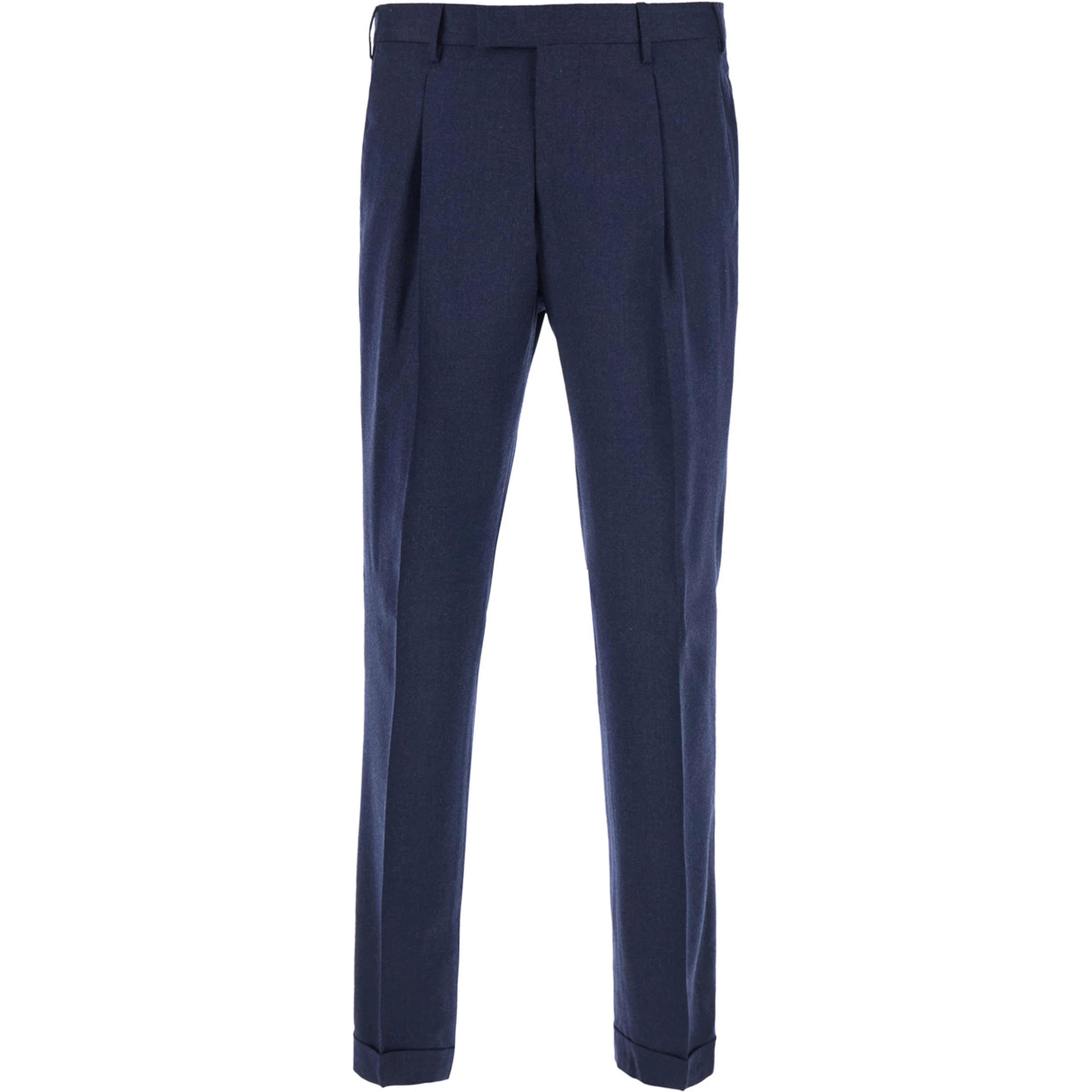 Blue Pants with Single Pleat on the Front in Blend Wool for Men