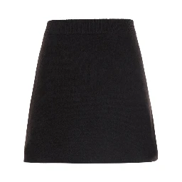Clare Brown Skirt with ribbed waist in cashmere for women