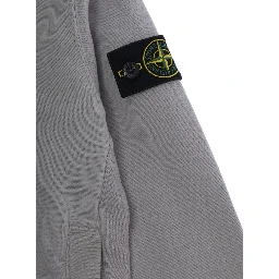 GrayHooded sweatshirt with fixed hood and logo patch on the sleeve in cotton boy