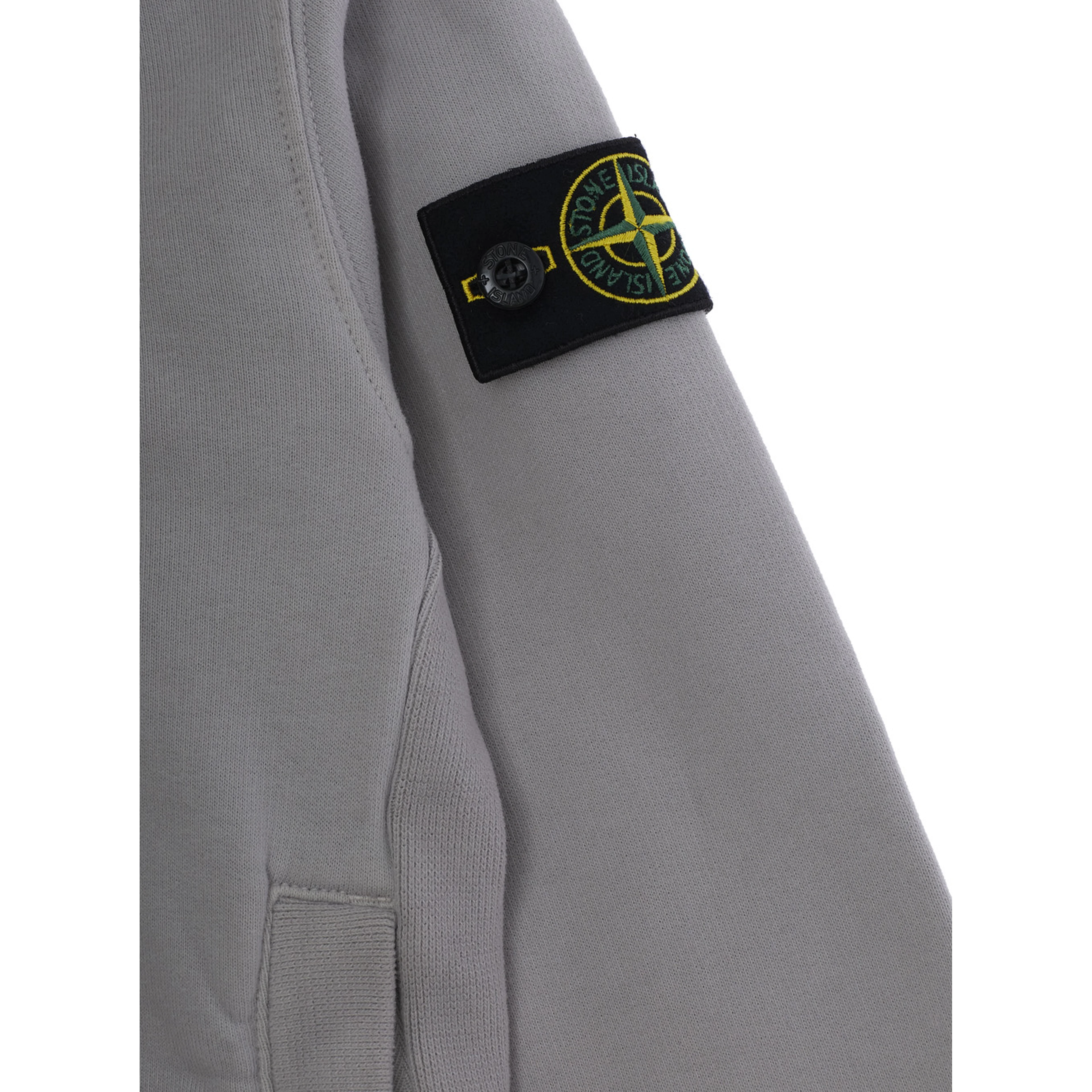GrayHooded sweatshirt with fixed hood and logo patch on the sleeve in cotton boy