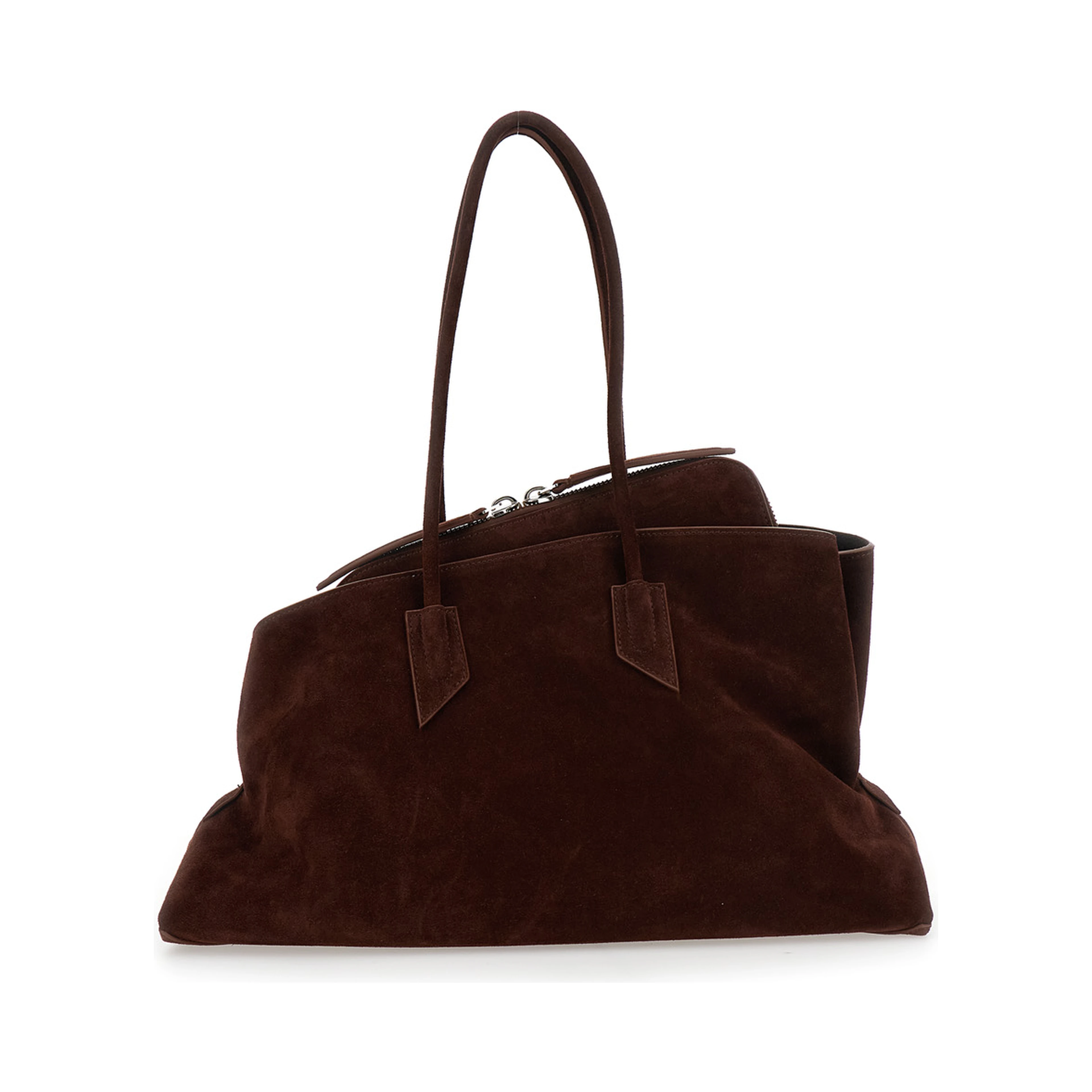 Shoulder Bag La Passeggiata with Two Top Handles in Brown Suede for Women