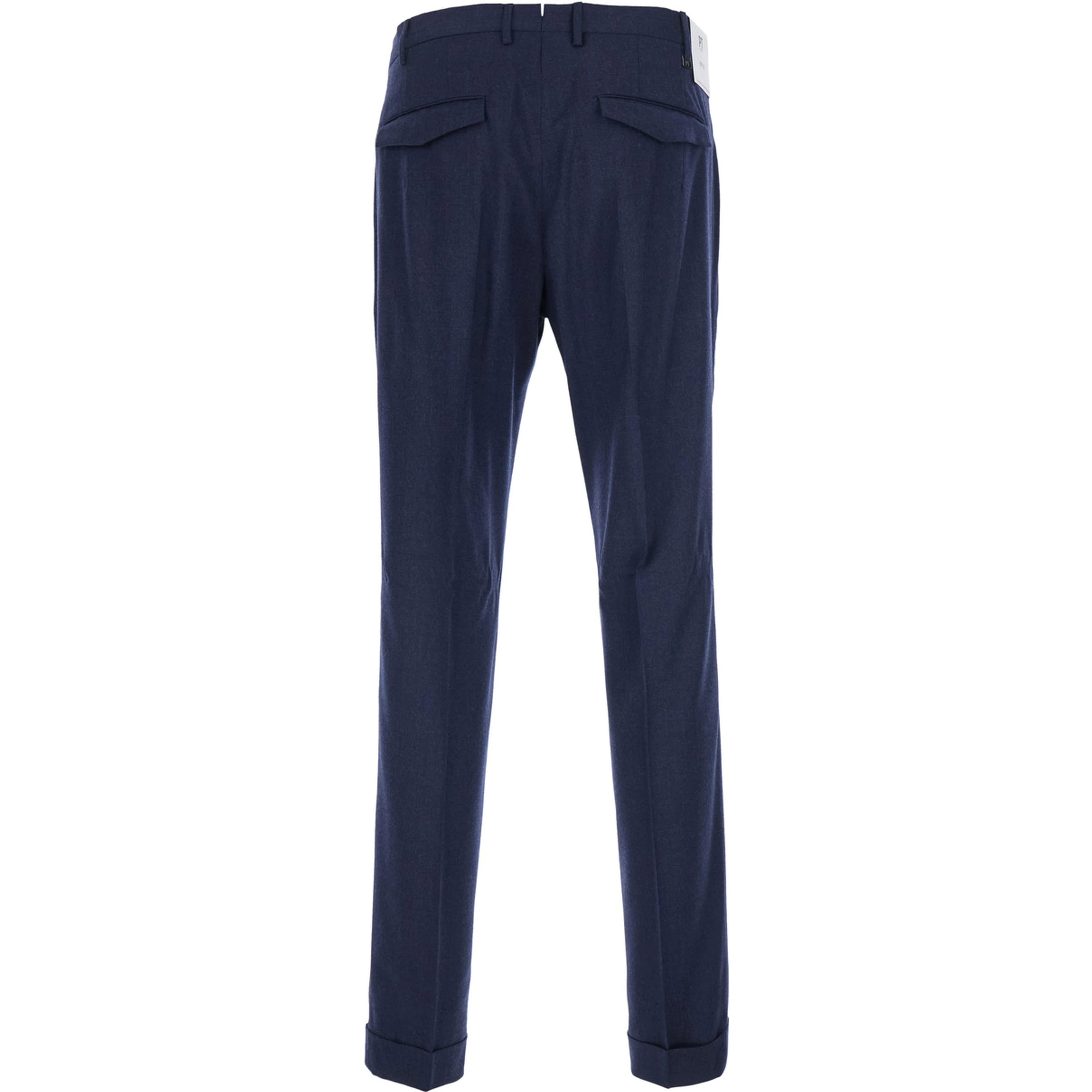 Blue Pants with Single Pleat on the Front in Blend Wool for Men
