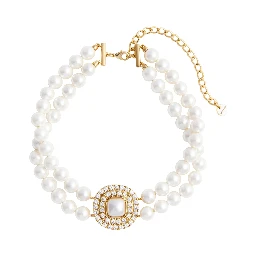 Gold-colored Choker Necklace with Pearls and Lobster Clasp in Metal for Women
