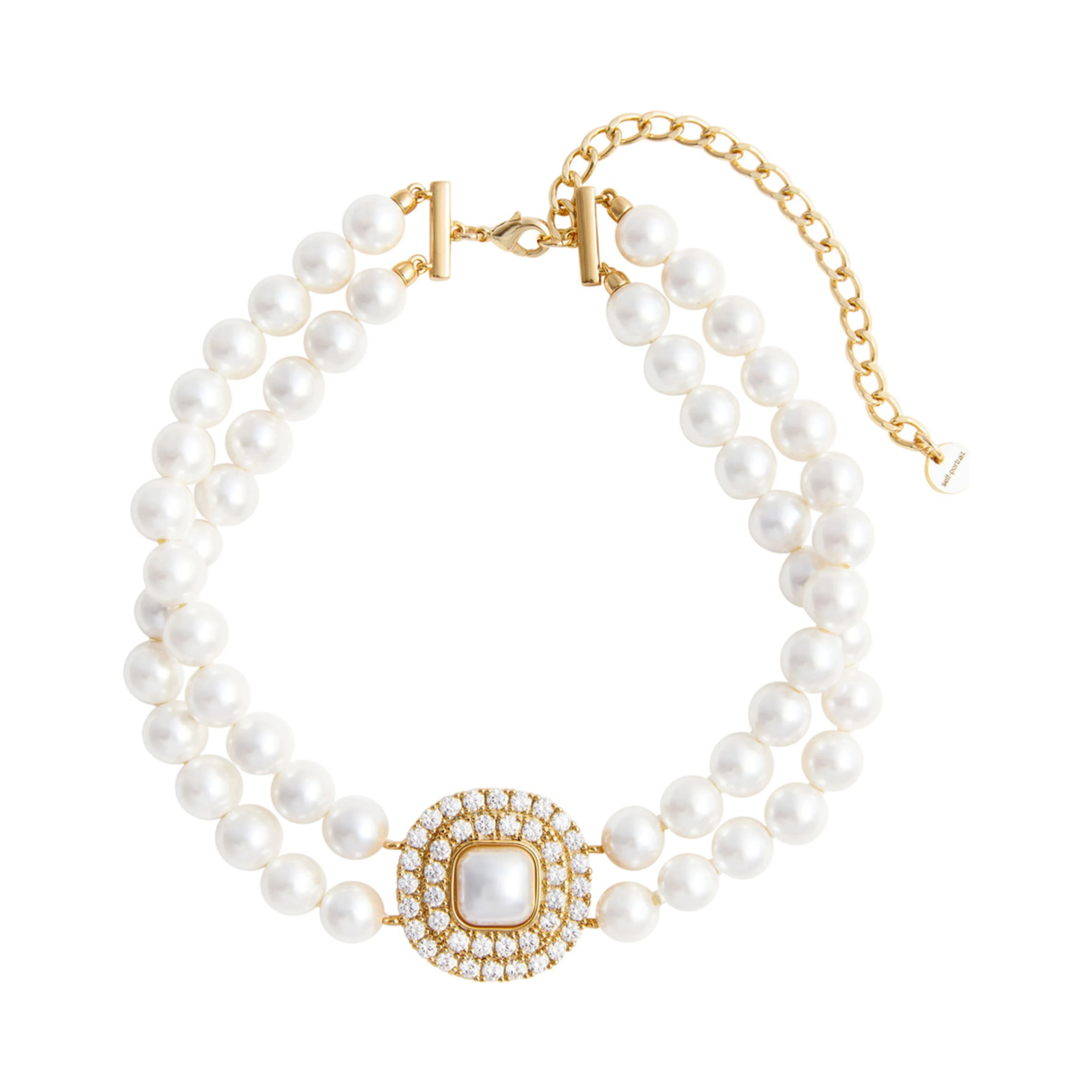 Gold-colored Choker Necklace with Pearls and Lobster Clasp in Metal for Women