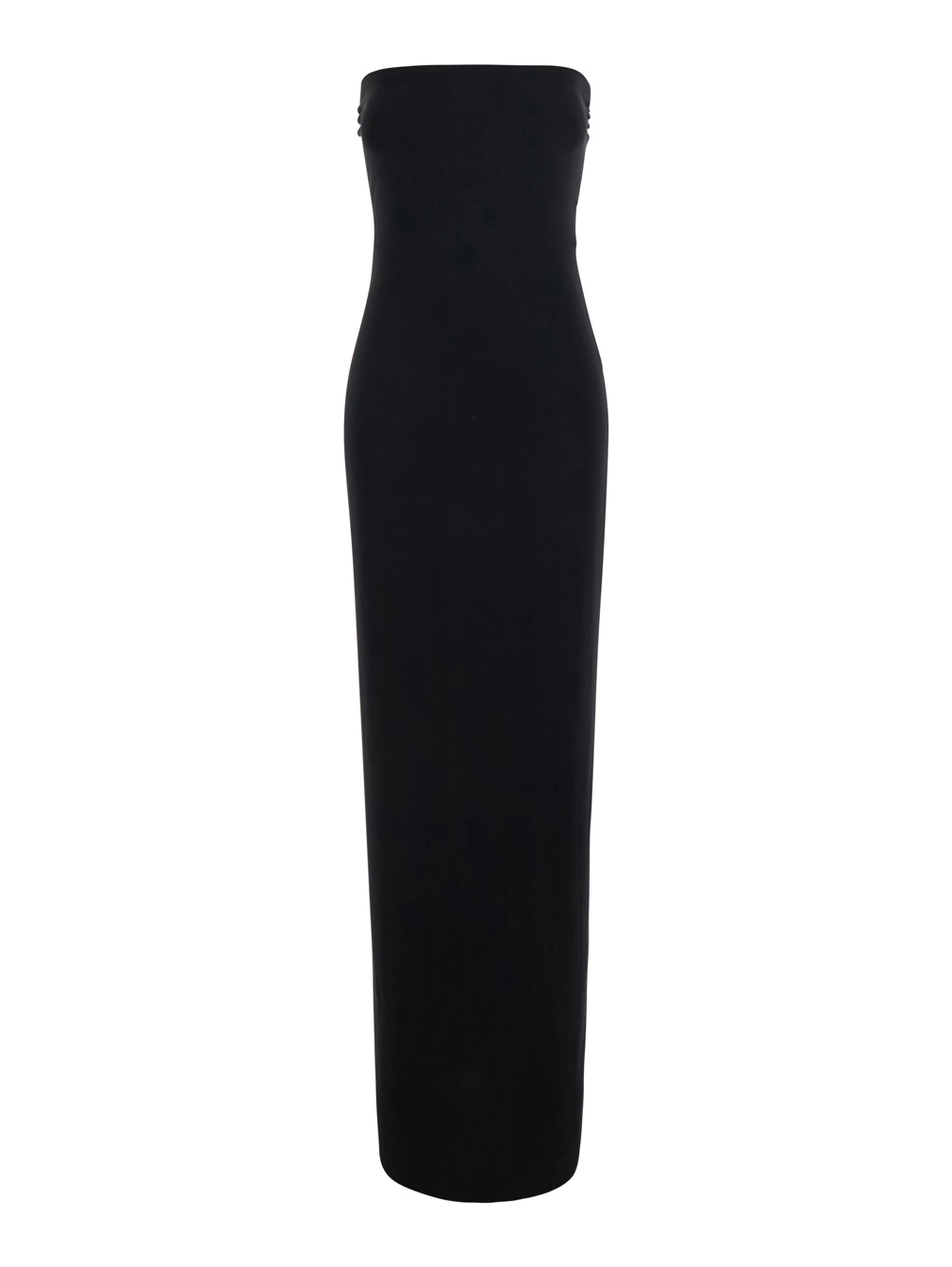 black Long dress with square neckline and sleeveless design in tech fabric for women