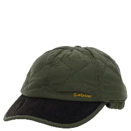 Quilted cap with visor and green cotton details unisex