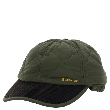 Quilted cap with visor and green cotton details unisex