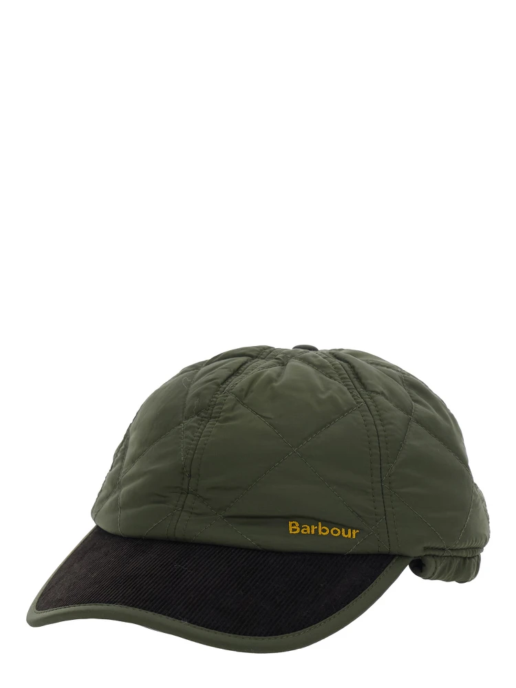 Quilted cap with visor and green cotton details unisex