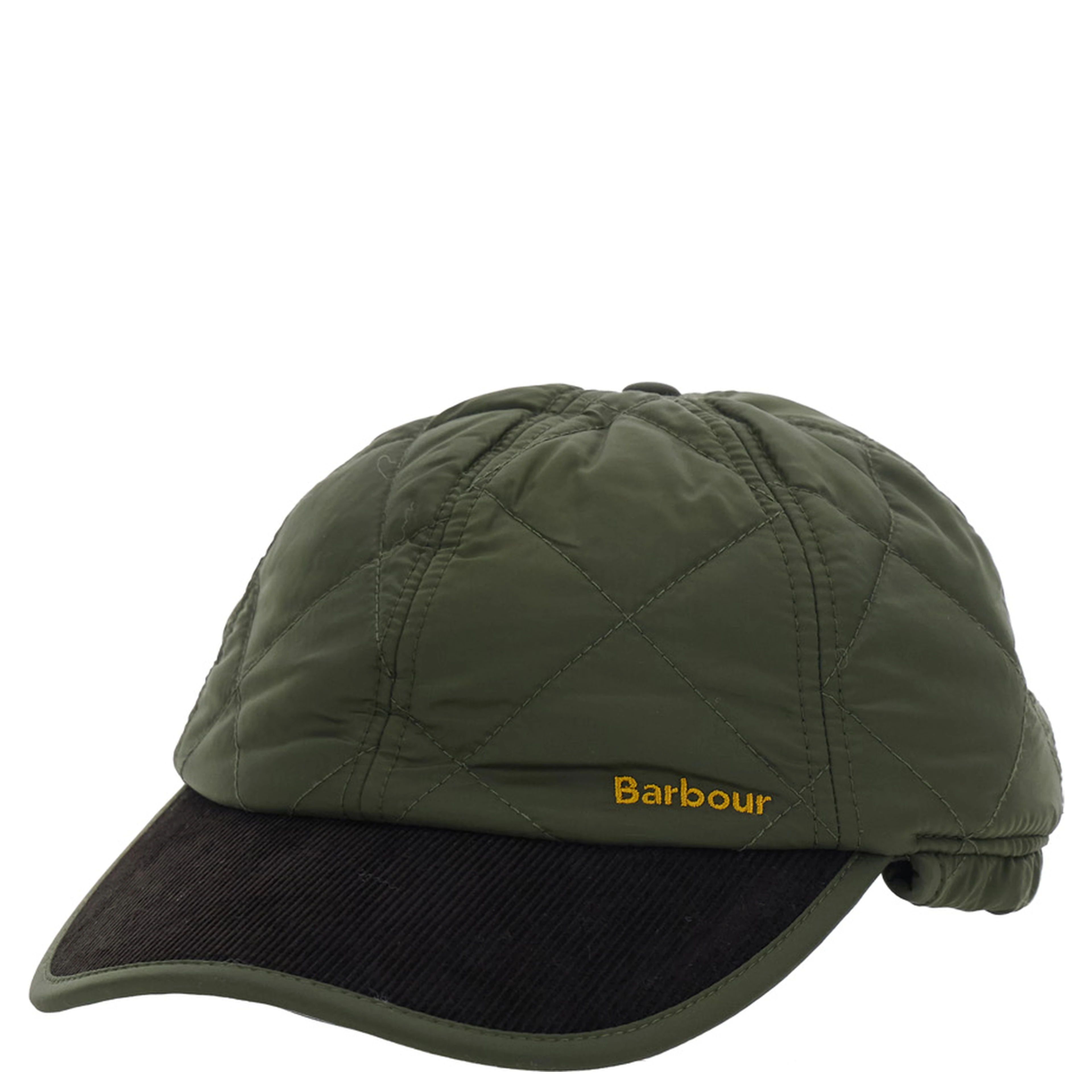 Quilted cap with visor and green cotton details unisex