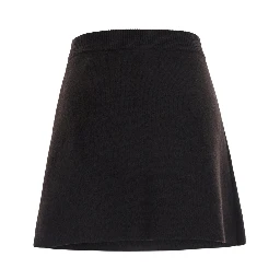 Clare Brown Skirt with ribbed waist in cashmere for women