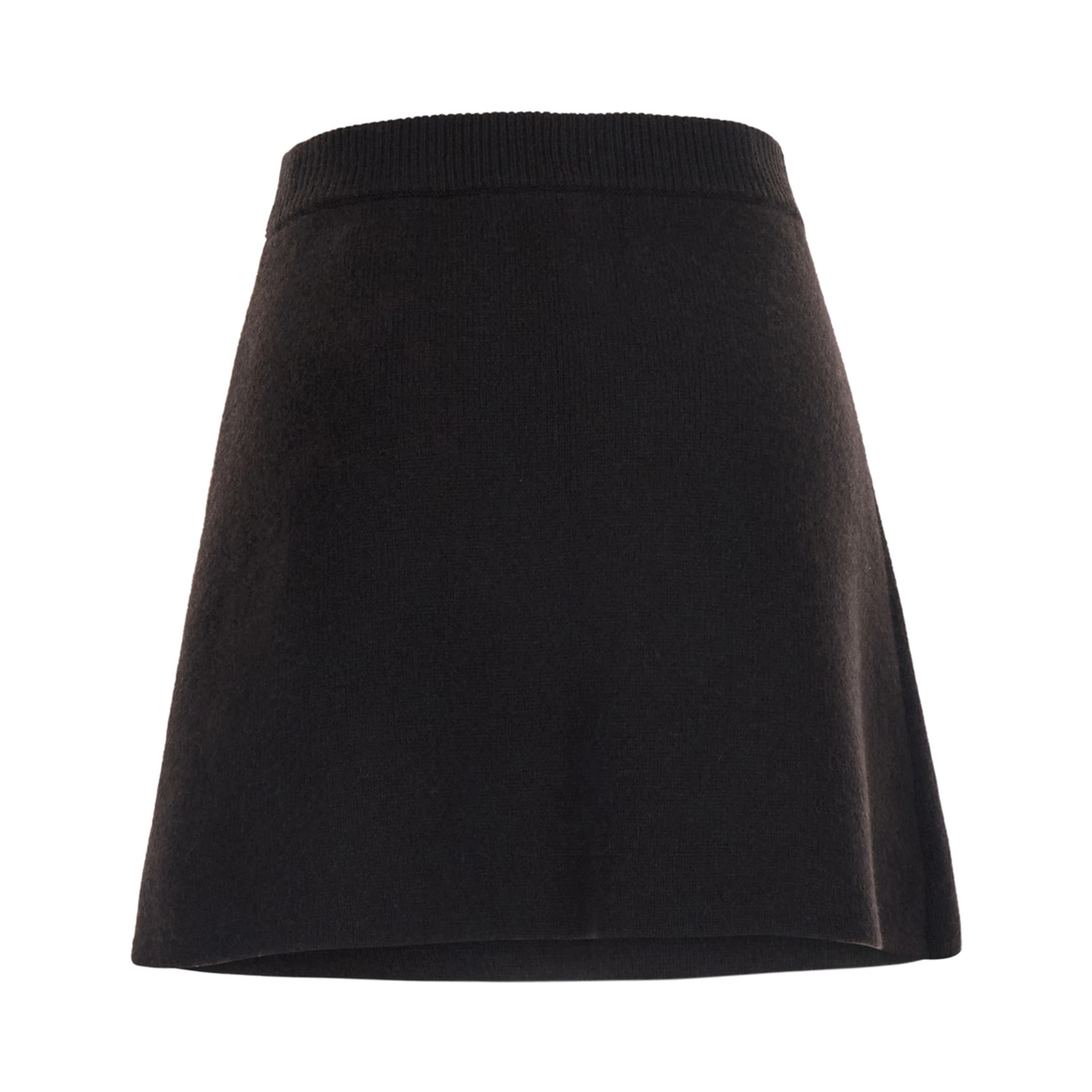 Clare Brown Skirt with ribbed waist in cashmere for women