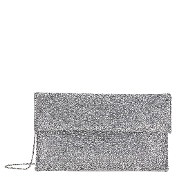 CLUTCH ENTIRELY COVERED IN STRASS WITH CUSTOM METAL CHAIN FOR WOMEN
