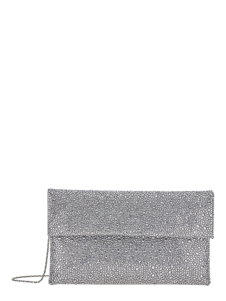 CLUTCH ENTIRELY COVERED IN STRASS WITH CUSTOM METAL CHAIN FOR WOMEN