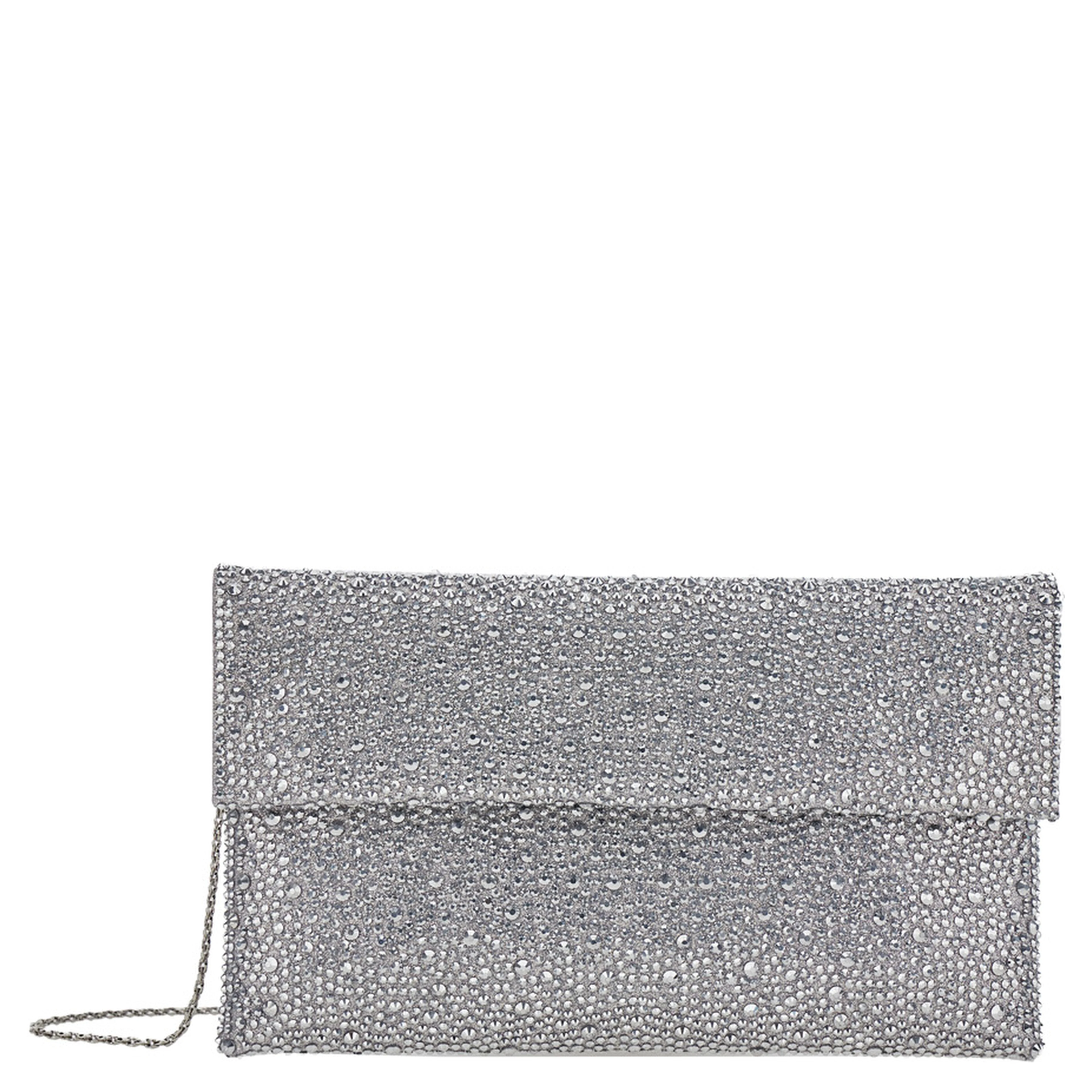 CLUTCH ENTIRELY COVERED IN STRASS WITH CUSTOM METAL CHAIN FOR WOMEN