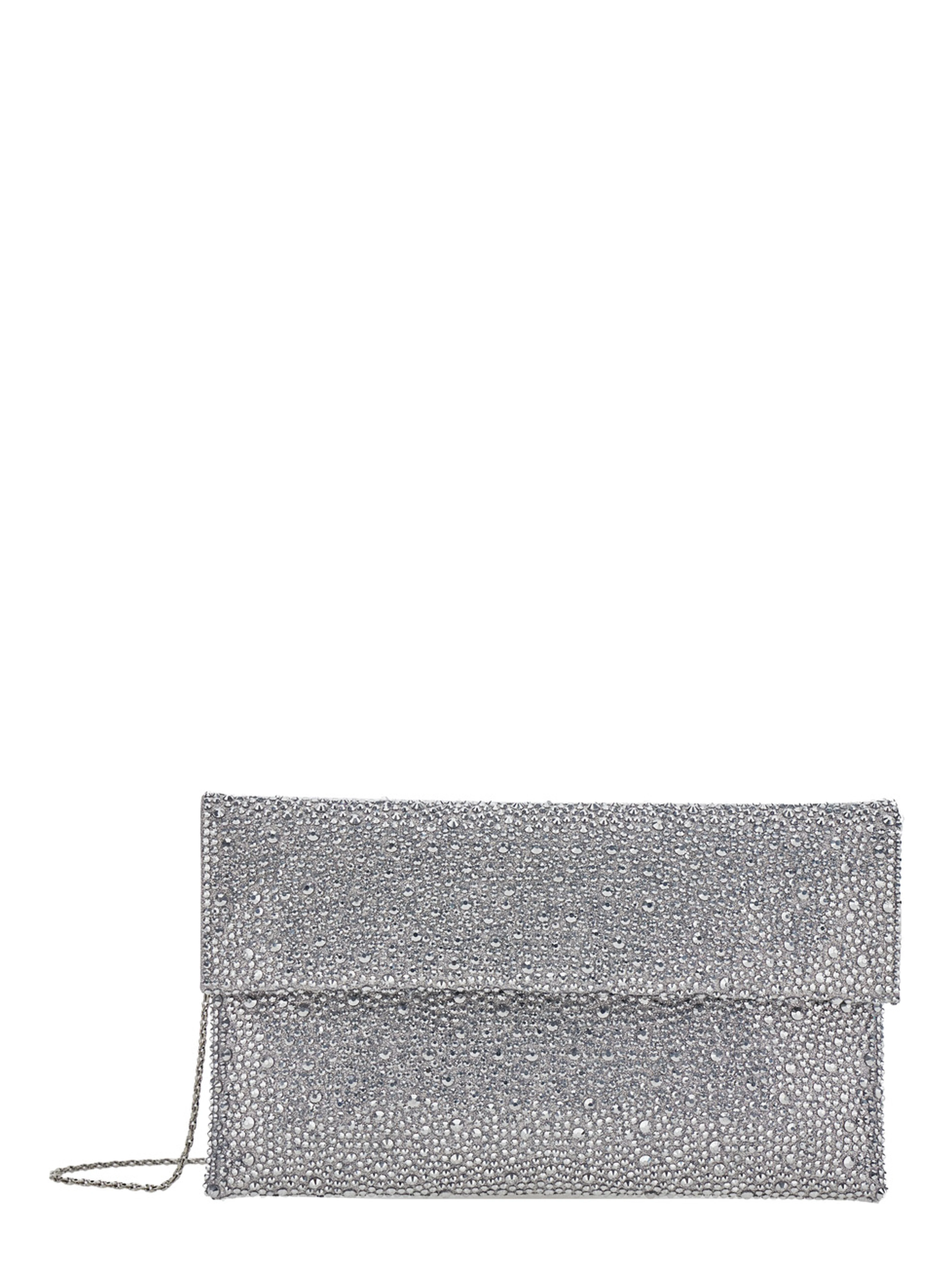 CLUTCH ENTIRELY COVERED IN STRASS WITH CUSTOM METAL CHAIN FOR WOMEN