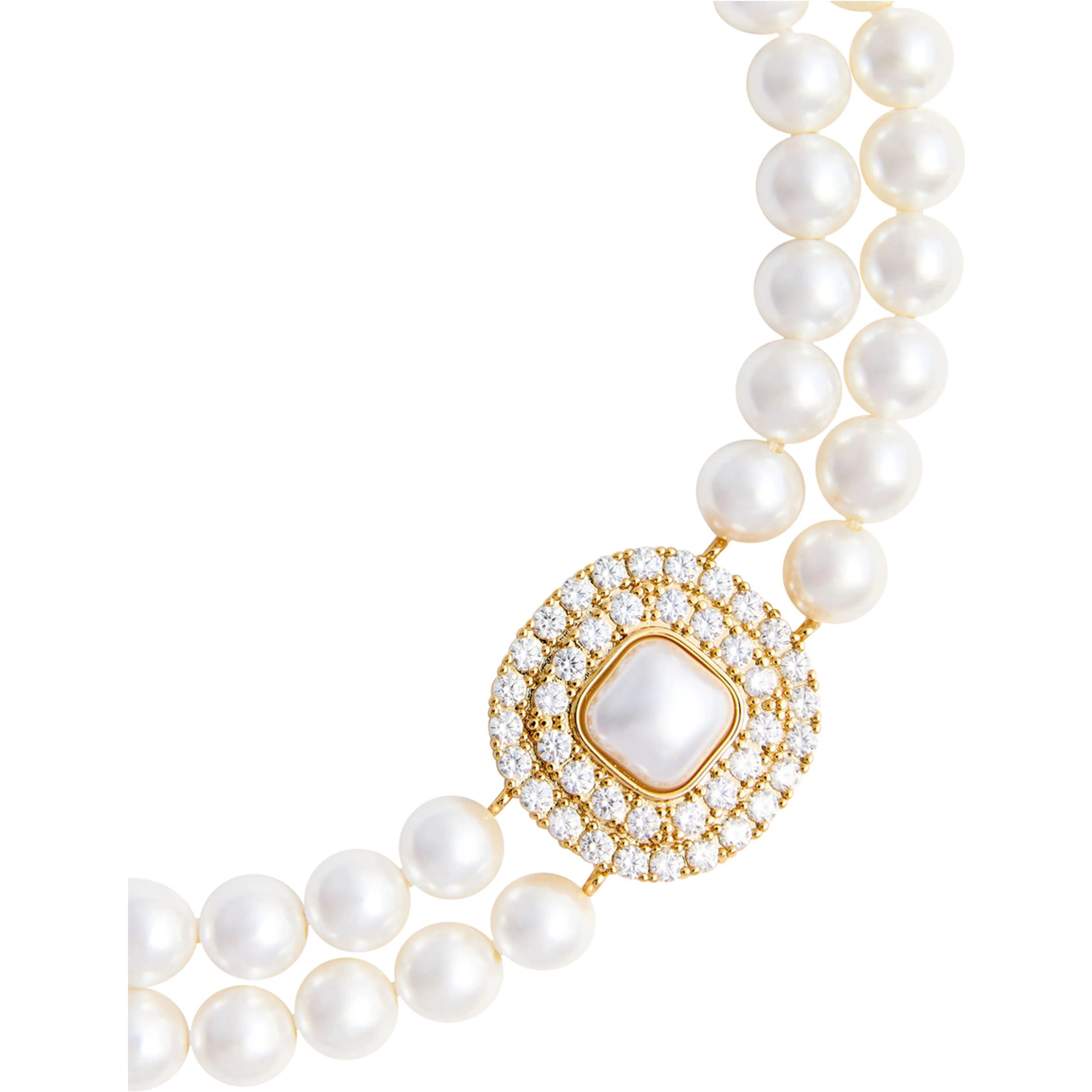 Gold-colored Choker Necklace with Pearls and Lobster Clasp in Metal for Women