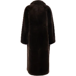 brown Coat with notched collar in fur women