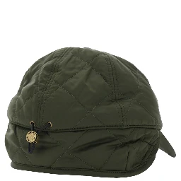 Quilted cap with visor and green cotton details unisex