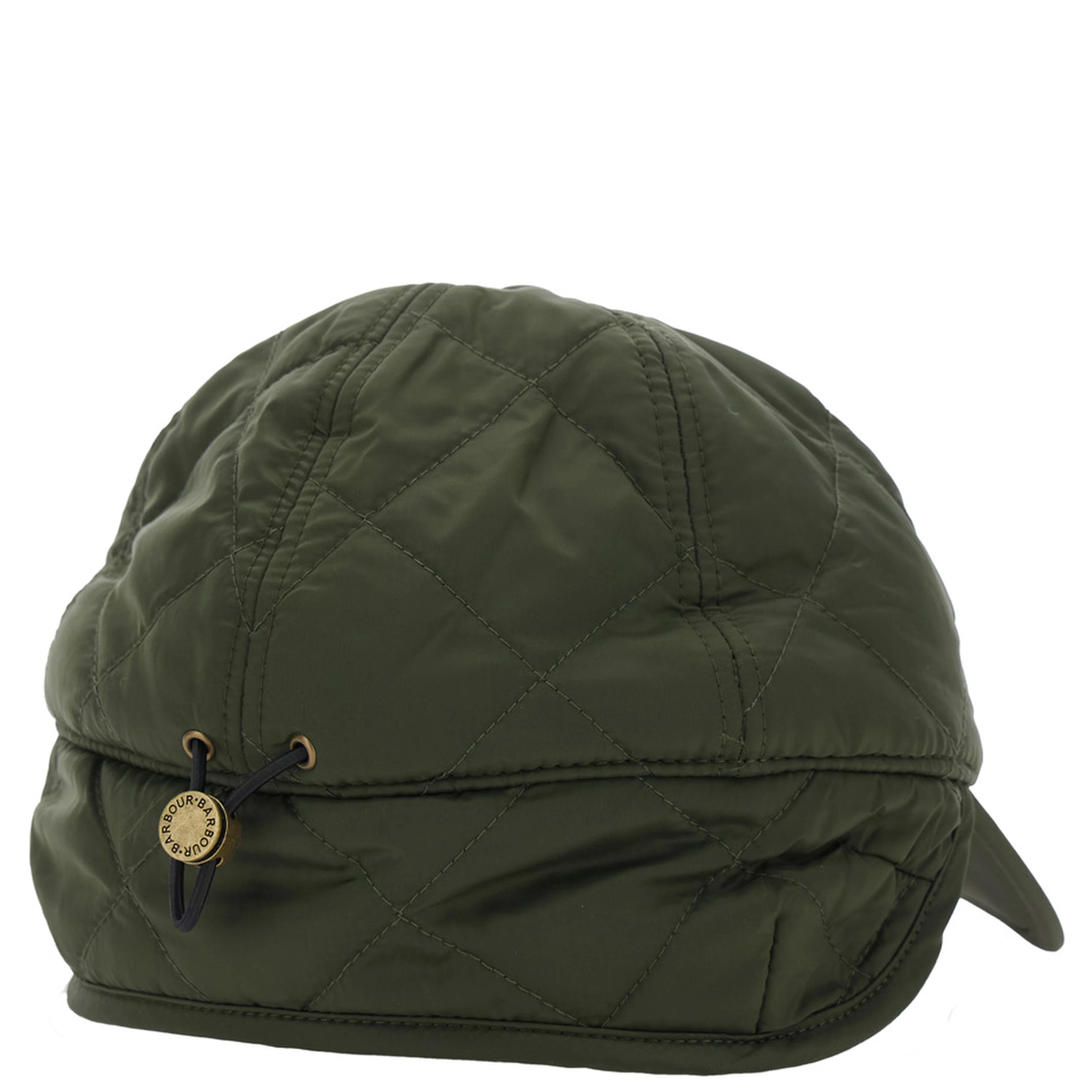 Quilted cap with visor and green cotton details unisex