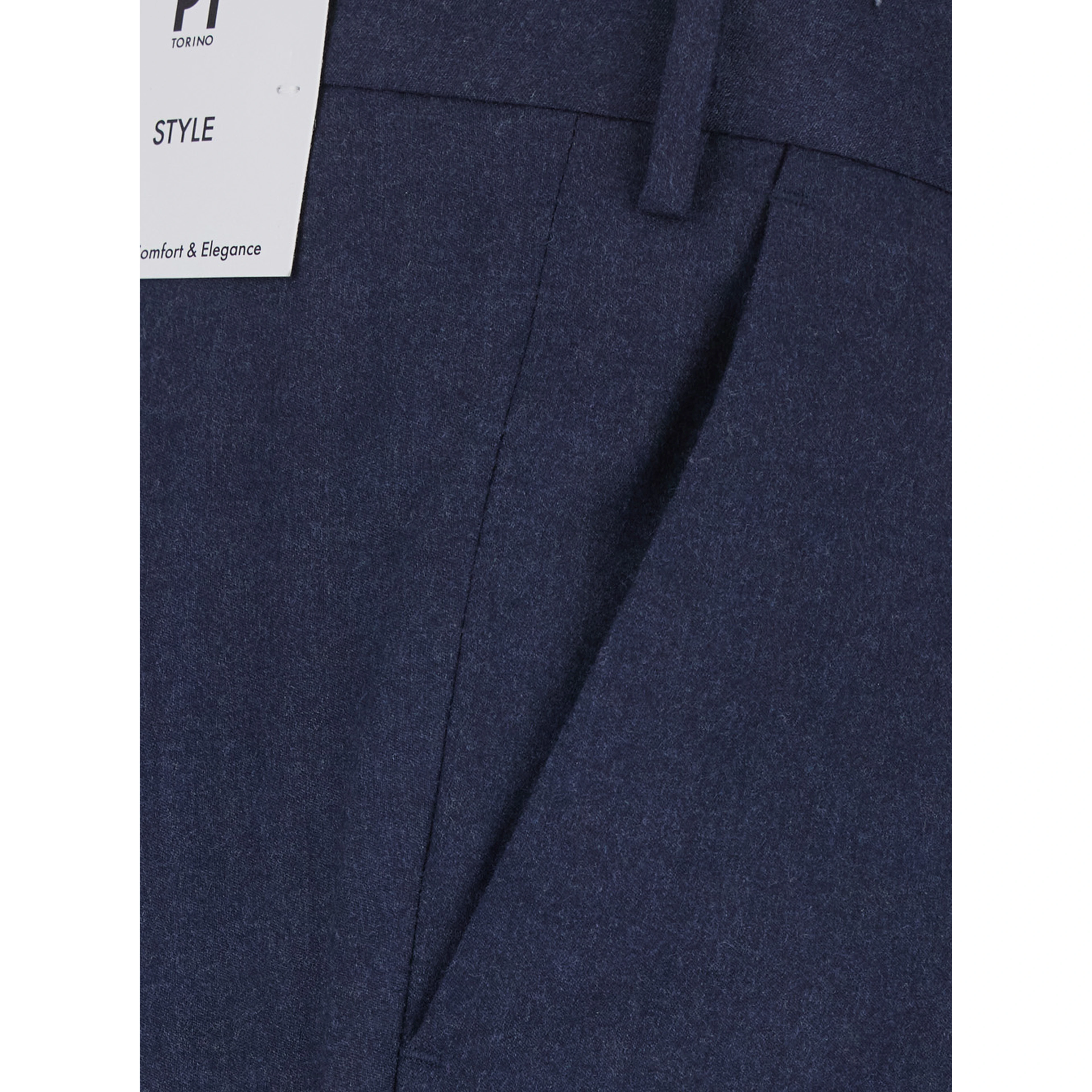 Blue Pants with Single Pleat on the Front in Blend Wool for Men