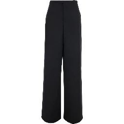 Black Pants with two welt pockets on the back in wool for women