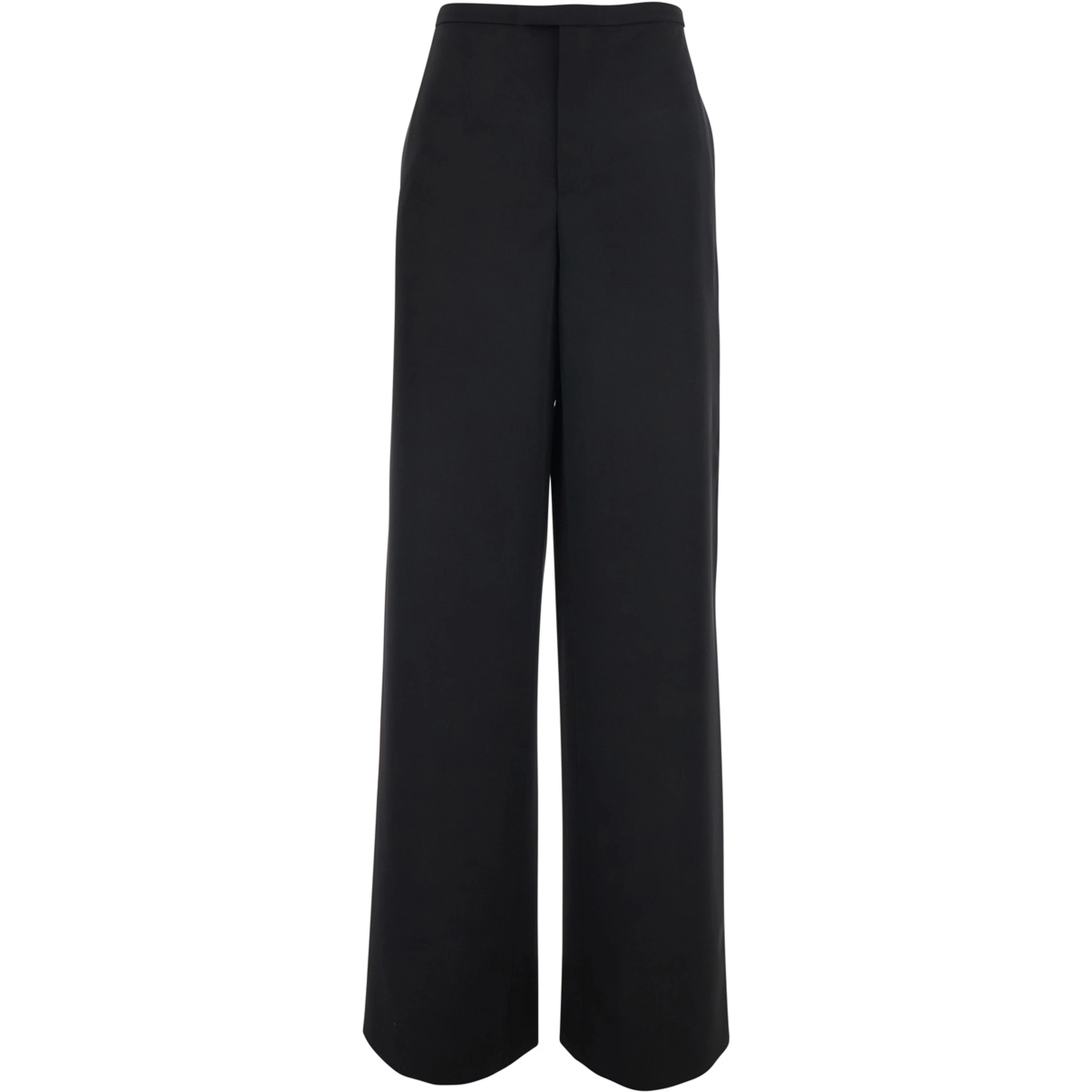 Black Pants with two welt pockets on the back in wool for women