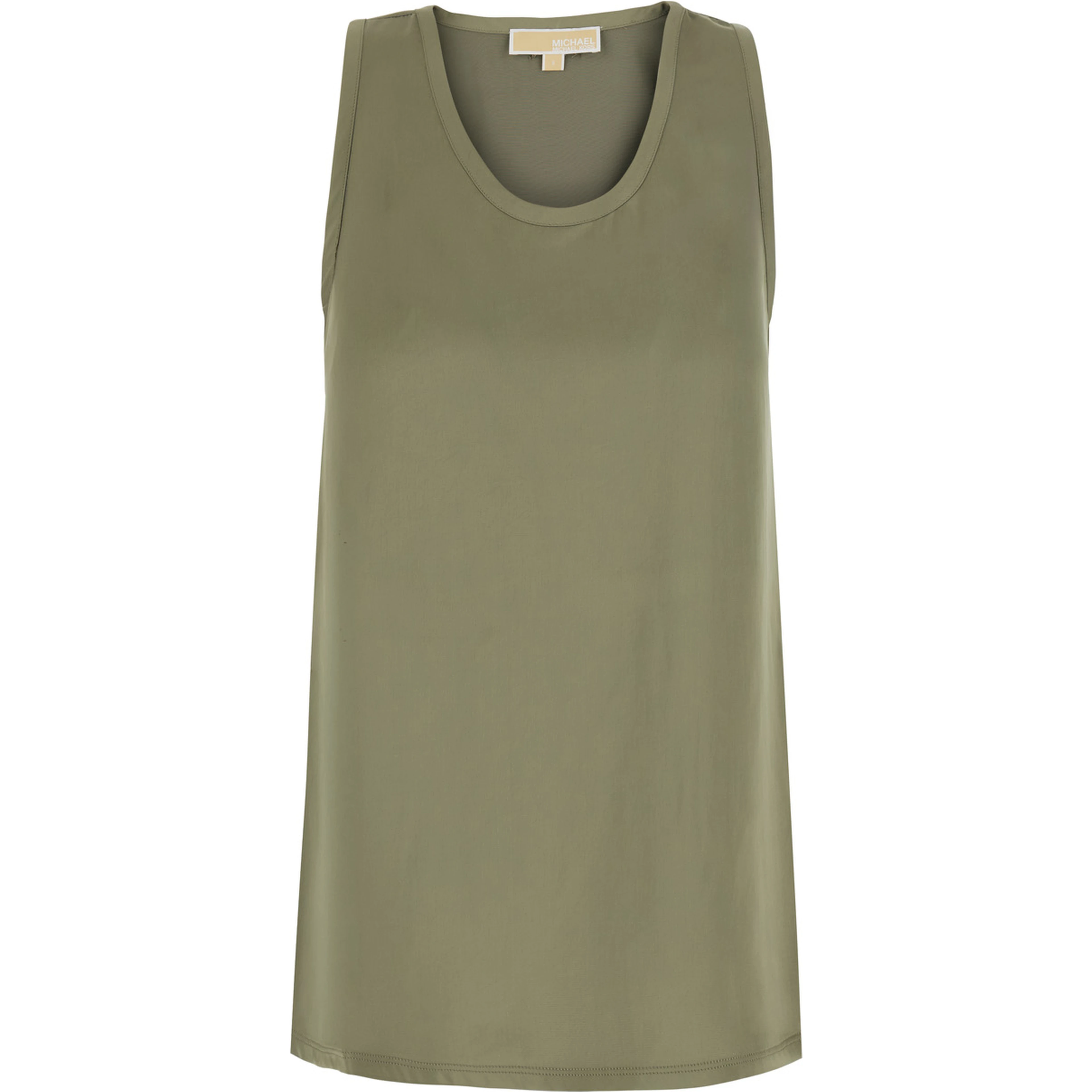 Green Sleeveless Top with Round Neck and Logo Plate on the Back in Tech Fabric for Women