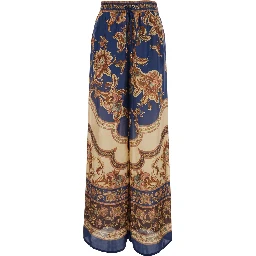 Aster  Multicolor Pants with elasticated drawstring waist and all-over print in silk for women