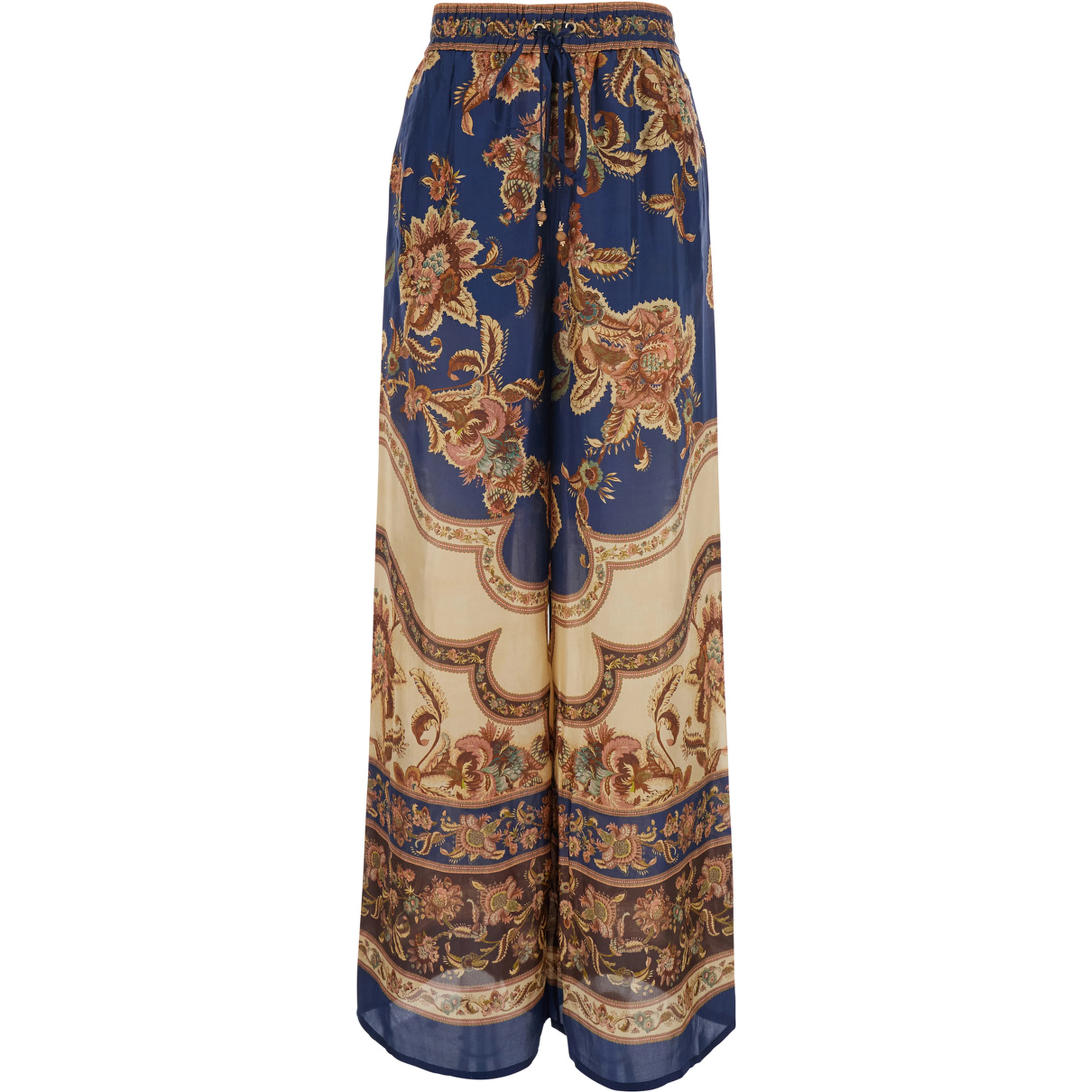 Aster  Multicolor Pants with elasticated drawstring waist and all-over print in silk for women