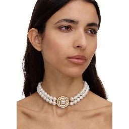 Gold-colored Choker Necklace with Pearls and Lobster Clasp in Metal for Women