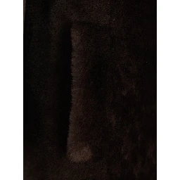 brown Coat with notched collar in fur women