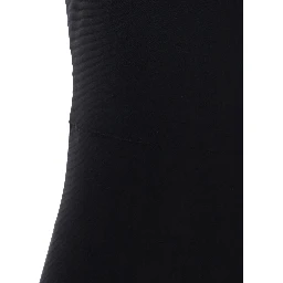 black Long dress with square neckline and sleeveless design in tech fabric for women