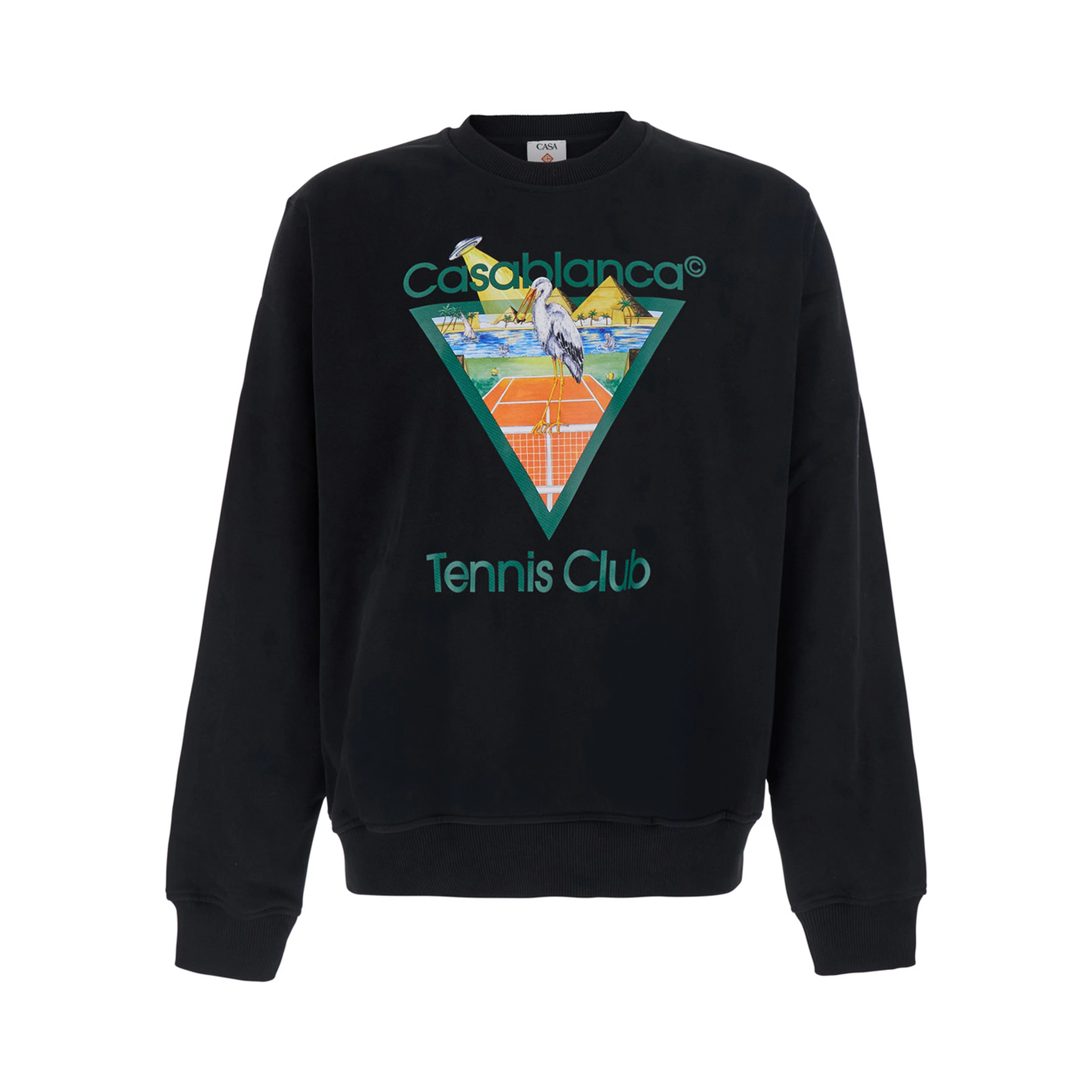 black Crewneck sweatshirt with logo print on the front in cotton for Men
