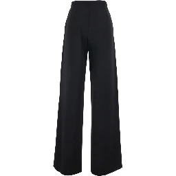 Black Pants with two welt pockets on the back in wool for women