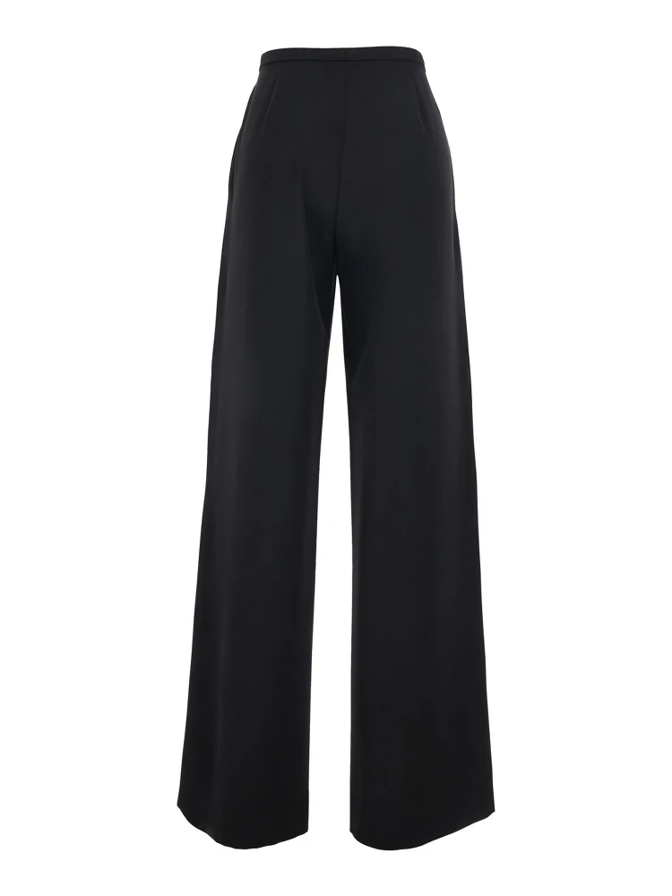 Black Pants with two welt pockets on the back in wool for women alternative