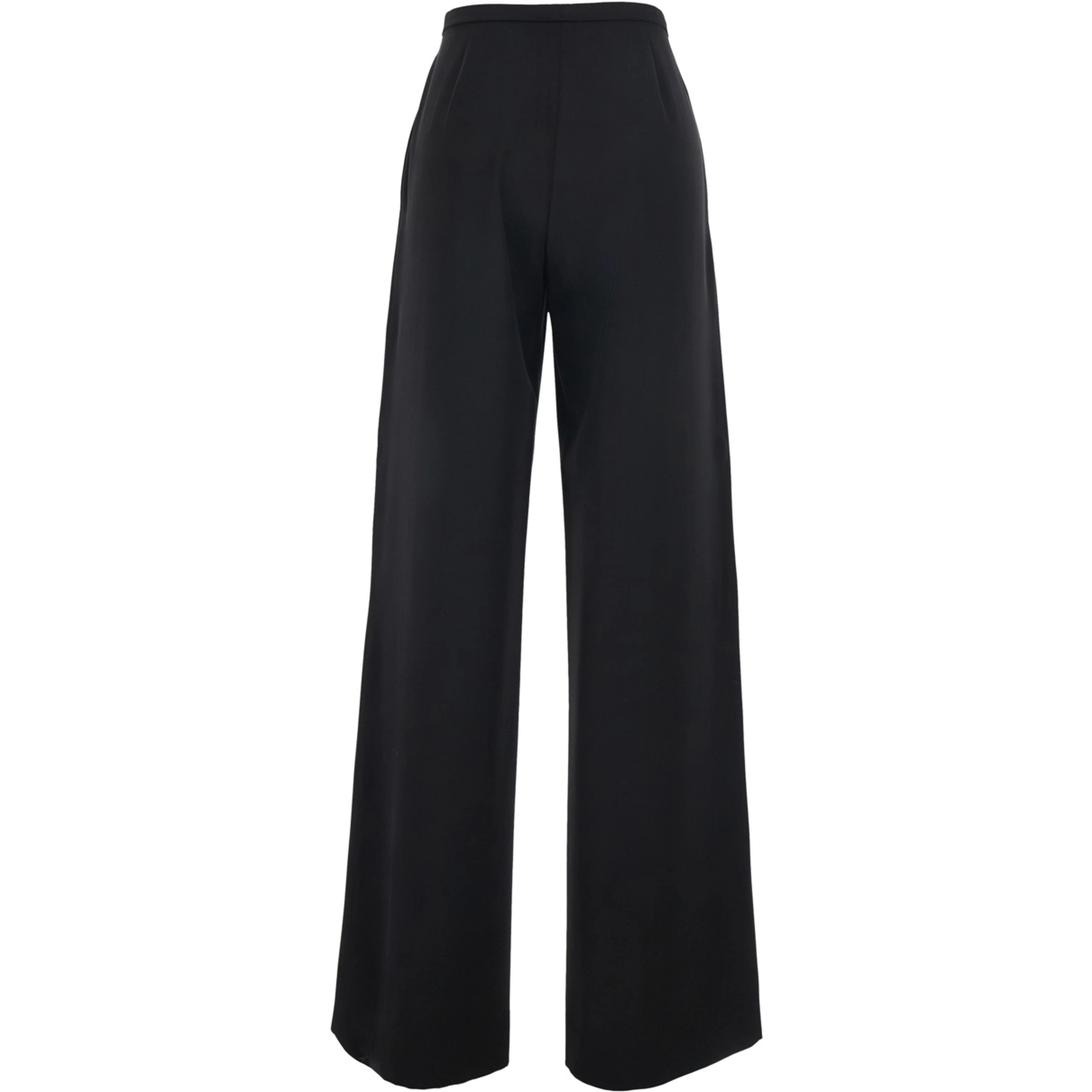 Black Pants with two welt pockets on the back in wool for women