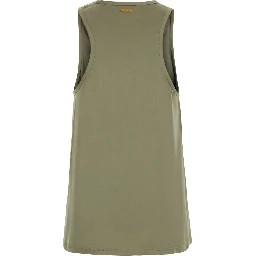 Green Sleeveless Top with Round Neck and Logo Plate on the Back in Tech Fabric for Women