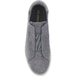Dice Gray Laceless Sneakers with Logo Lettering on the Side and Heel in Suede for Men