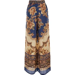 Aster  Multicolor Pants with elasticated drawstring waist and all-over print in silk for women