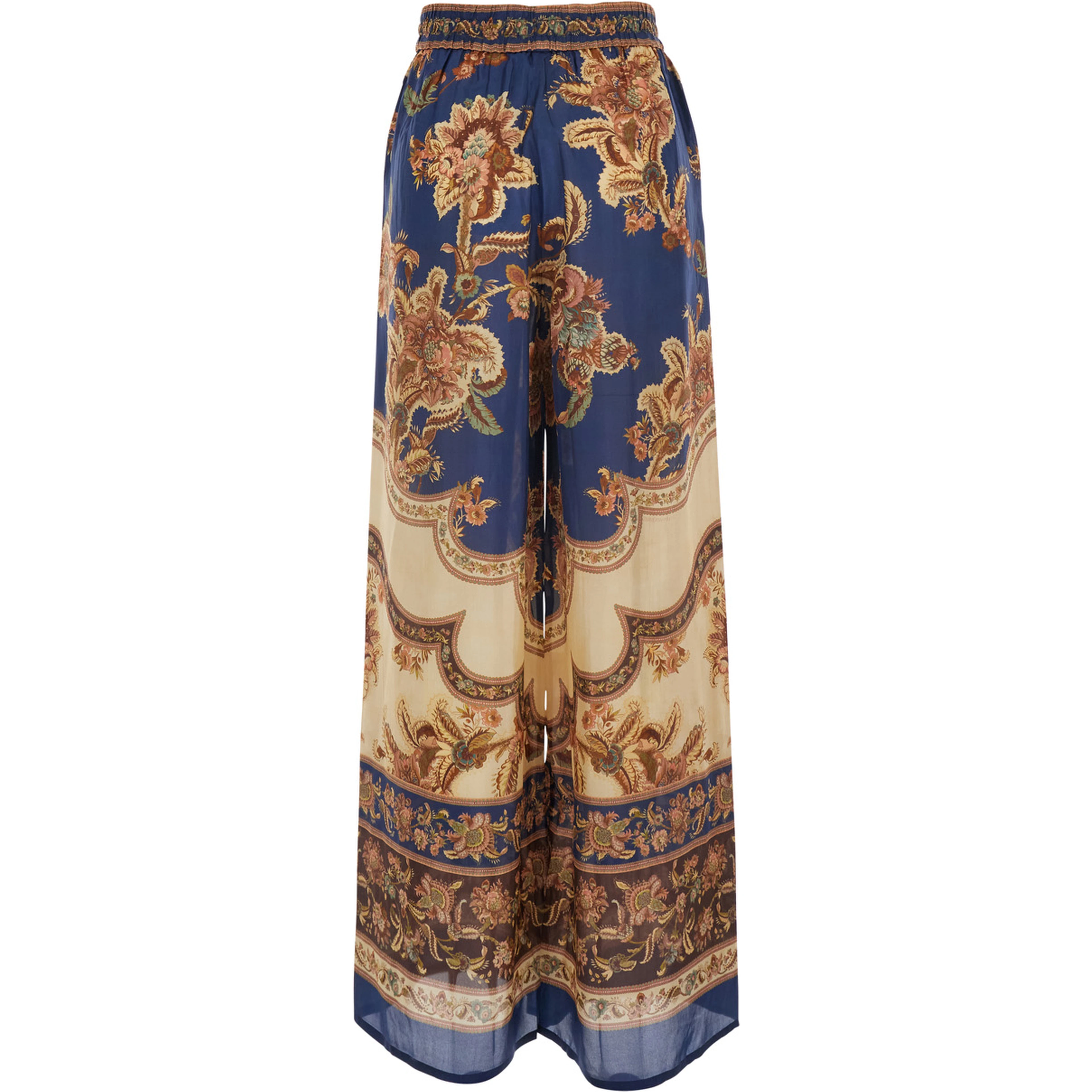 Aster  Multicolor Pants with elasticated drawstring waist and all-over print in silk for women