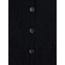 Jiani Black Cardigan with V-neck on front and back in cashmere for women