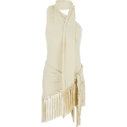 white Swim shorts with fringed edge design in fabric for women