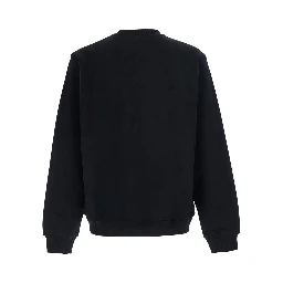 black Crewneck sweatshirt with logo print on the front in cotton for Men