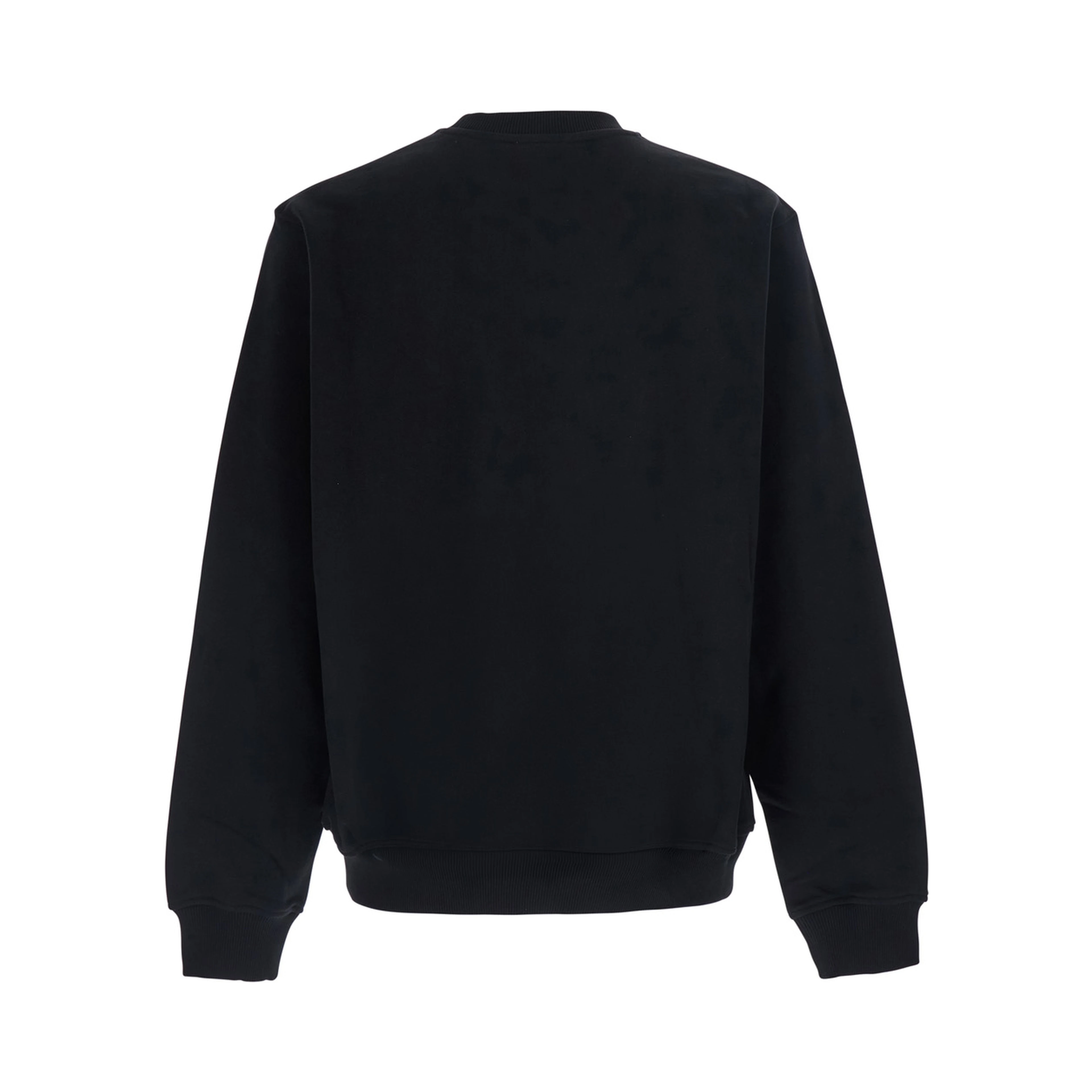 black Crewneck sweatshirt with logo print on the front in cotton for Men