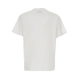 White T-shirt with round neck and print on the front in Cotton for men