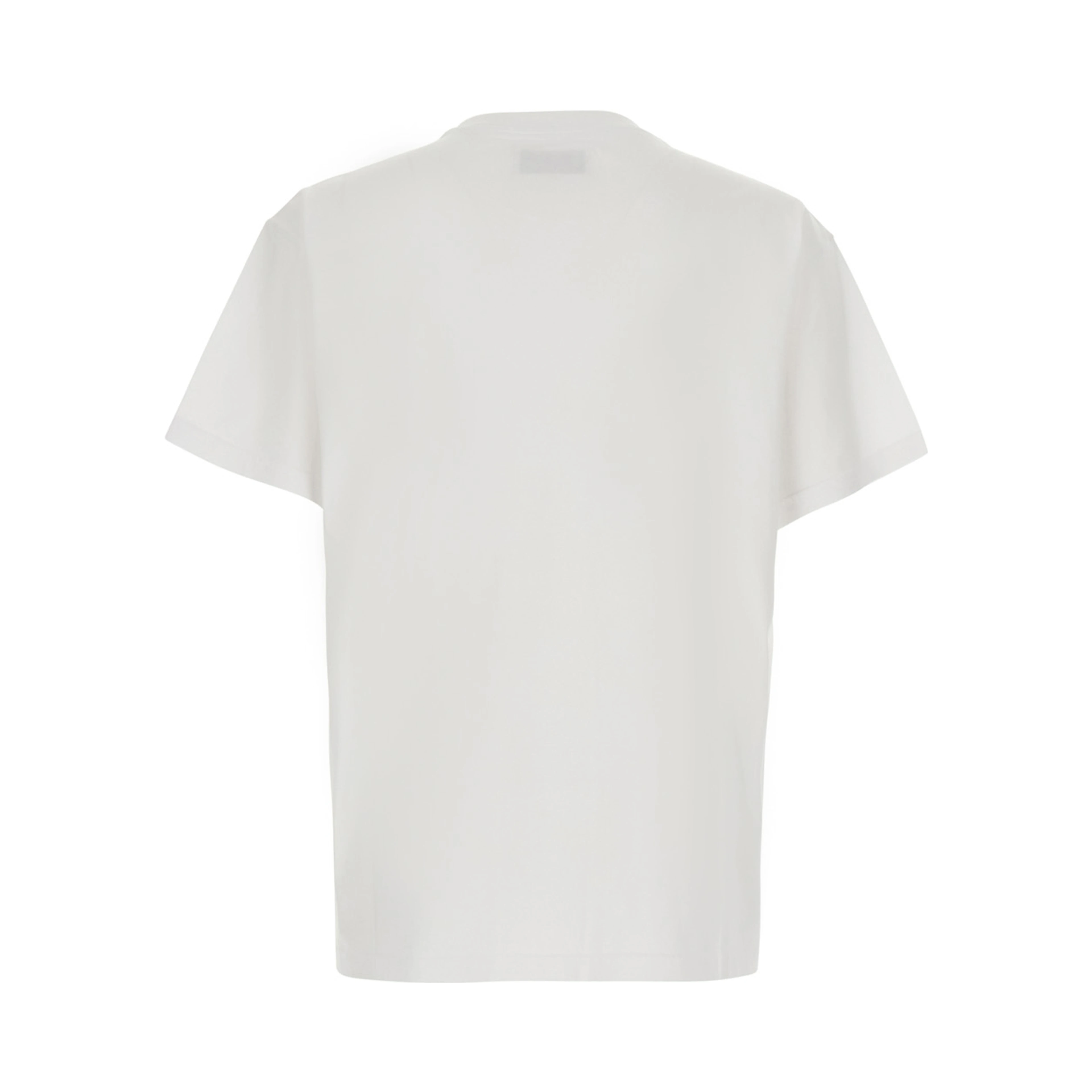 White T-shirt with round neck and print on the front in Cotton for men