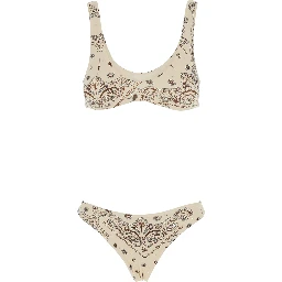 White Bikini with Brazilian cut bottoms and all-over print in Tech Fabric for women